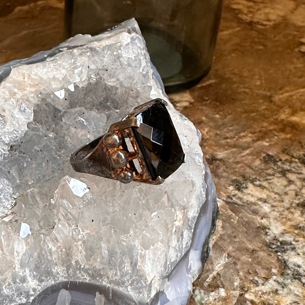 Vintage Sterling Silver Black Onyx Stone Ring - Picture 3 of 11
